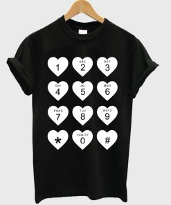 Hearts Phone Dial Pad Keypad Cellphone T-shirt