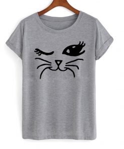 Winking Cat Fun Popular Cat Lover Graphic Feline Tee Shirt