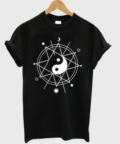 Yin Yang Auseklis Star Moon Pentagram Fun Grunge Graphic Science T Shirt