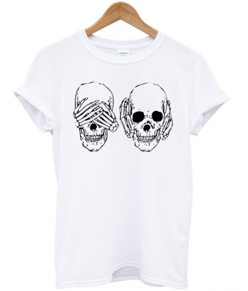 Hear see no evil skull T-shirt