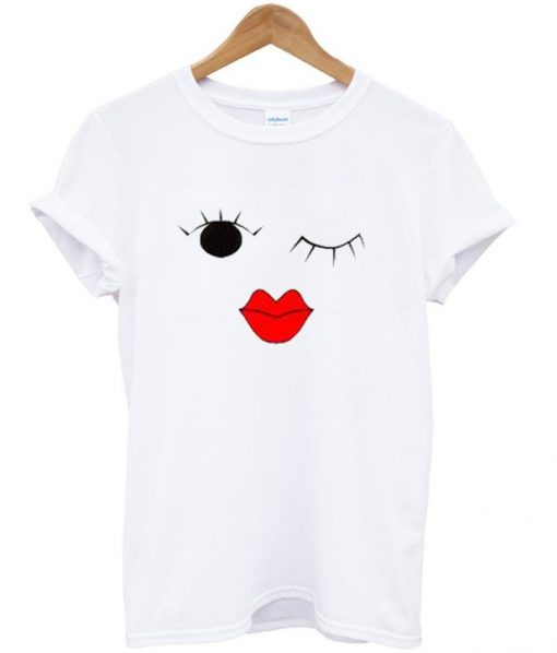 Funny Eyelash Red Lips Tshirt