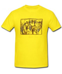 cactus art gold yelllow tshirt