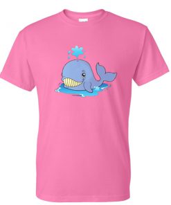 hot pink whale cartoon tshirt
