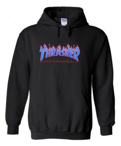thrasher blue flames hoodie