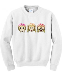 flower crown monkeys emoji sweatshirt