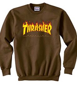 thrasher magazine brown sweatshirt