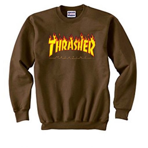 thrasher magazine brown sweatshirt
