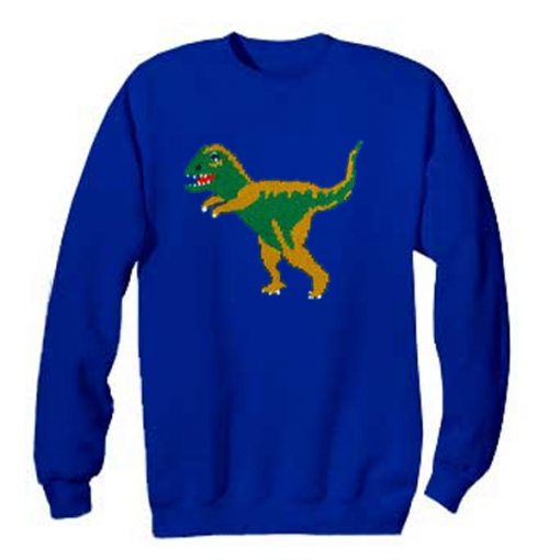 t-rex blue sweatshirt