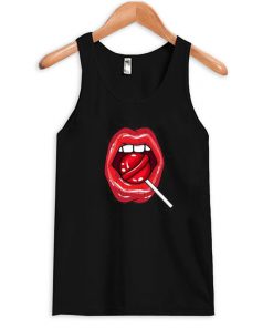 Red Lips With Lollipop Tanktop