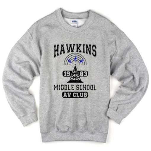 hawkins 1983 middle school av club sweatshirt