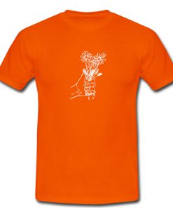 hold flower orange tshirt