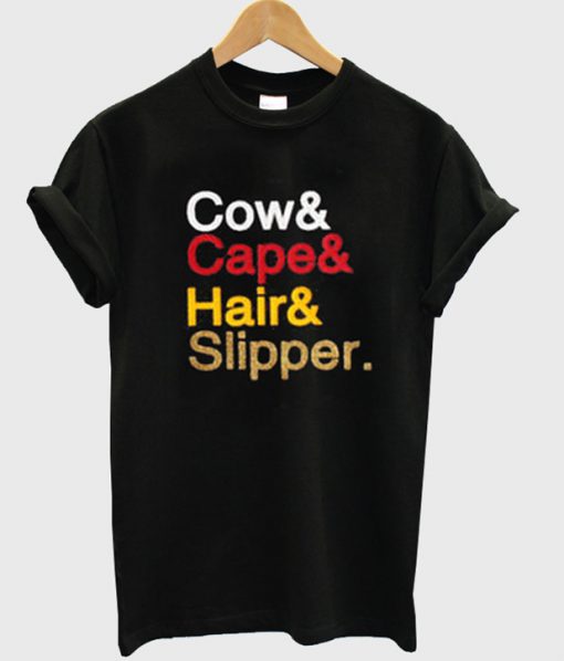 cow cape hair slipper t-shirt