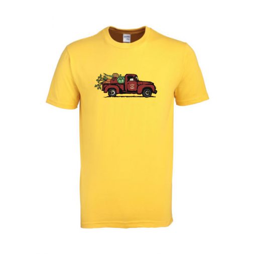 red truck in yellow tshirt