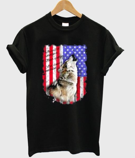 wolf america flag t-shirt