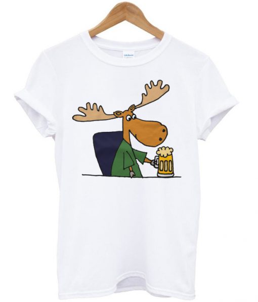 moose drinking beer t-shirt