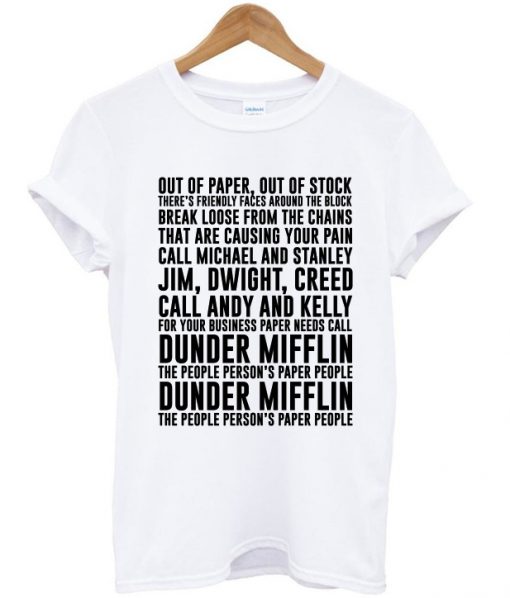 dunder mifflin song t-shirt
