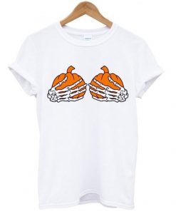 pumpkin boobs skeleton t-shirt