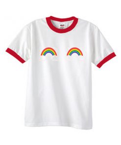 rainbow boobs ringer t shirt