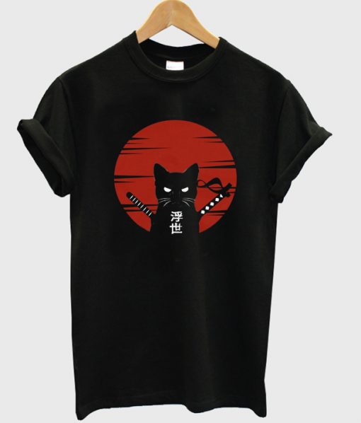 ninja cat japanese t-shirt