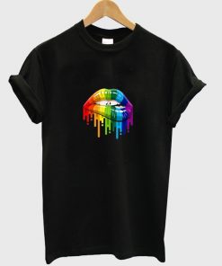 rainbow lips love gay pride lesbian t-shirt