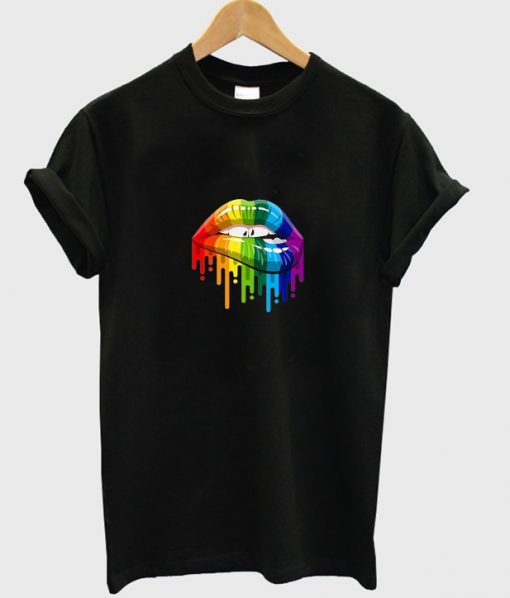 rainbow lips love gay pride lesbian t-shirt