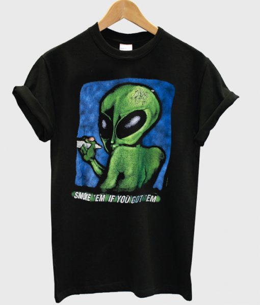 90’s Distressed Smoking Alien Grunge T Shirt