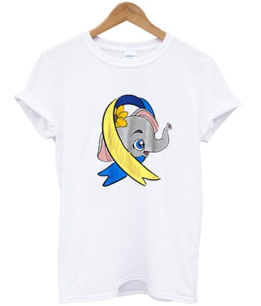 Flower Ribbon Elephant With Down Syndrome T Shirt