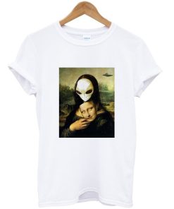 Mona Lisa Alien UFO Mask Fun t-shirt
