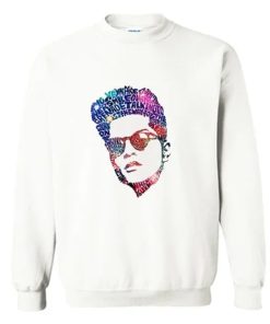 Bruno Mars Face Typography Lyric Famous American Singer Sweatshirt