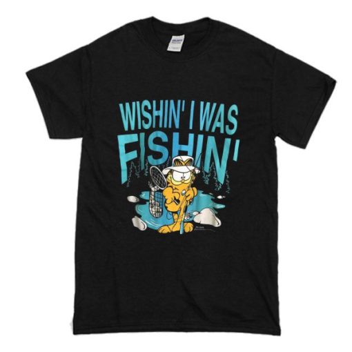 Wishin’ I Was Fishin’ Vintage 70s Garfield Fishing T-Shirt