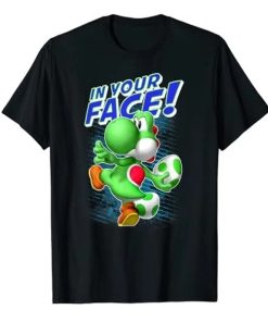 Super Mario Yoshi In Your Face Egg Throw Portrait T-Shirt