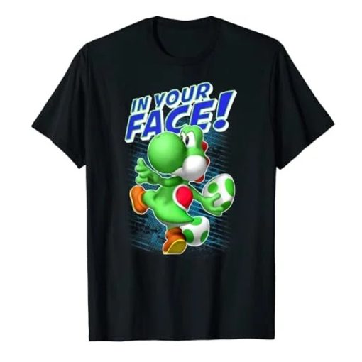 Super Mario Yoshi In Your Face Egg Throw Portrait T-Shirt