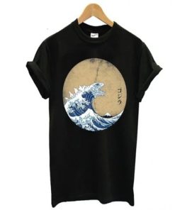 The great wave off Kanagawa Godzilla T shirt