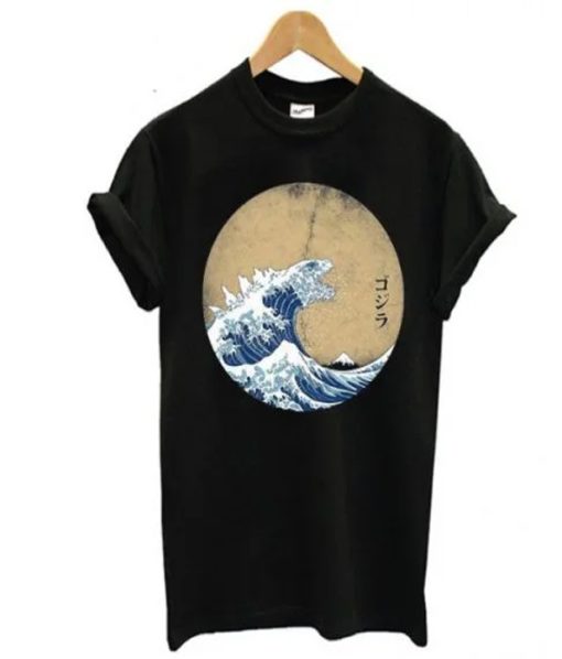 The great wave off Kanagawa Godzilla T shirt