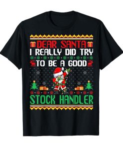 Santa Try to Be a Good Stock Keeper Funny Christmas T-Shirt