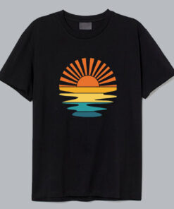 Retro Sunset Rays Wavy T Shirt